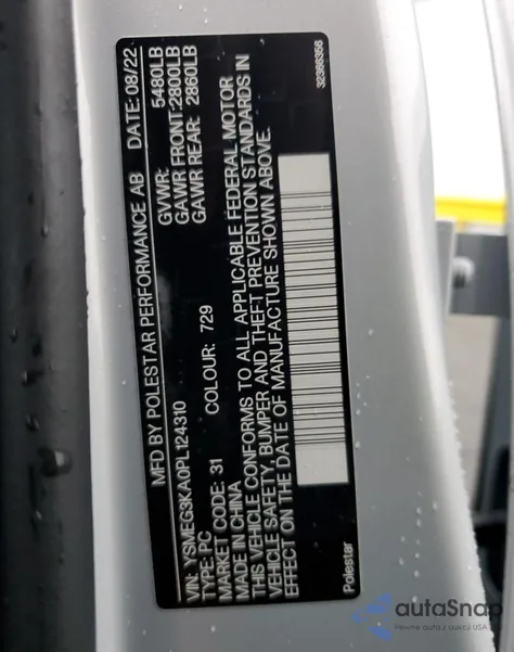 2023 Polestar 2 Long Range Single Motor/Long Range Single Motor Plus from USA, damaged, VIN YSMEG3KA0PL124310